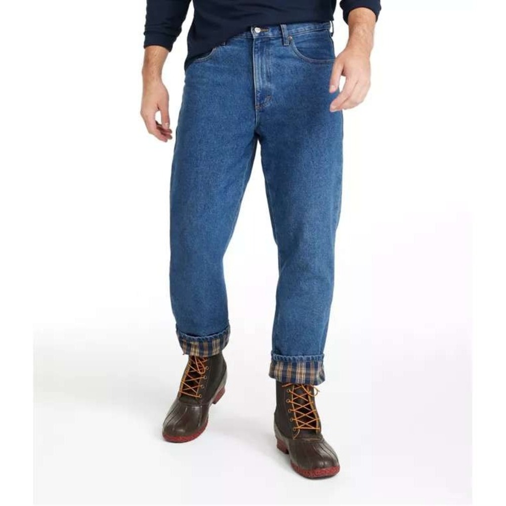 L.L. Bean Flannel Lined Jeans Mens 42x32 Classic Fit Denim Straight Leg Pants